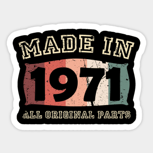 Made 1971 Original Parts 50th Birthday Sticker